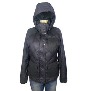 Marmot Down Puffer Jacket Womens Medium 700 Fill Hooded Quilted Pockets Gray